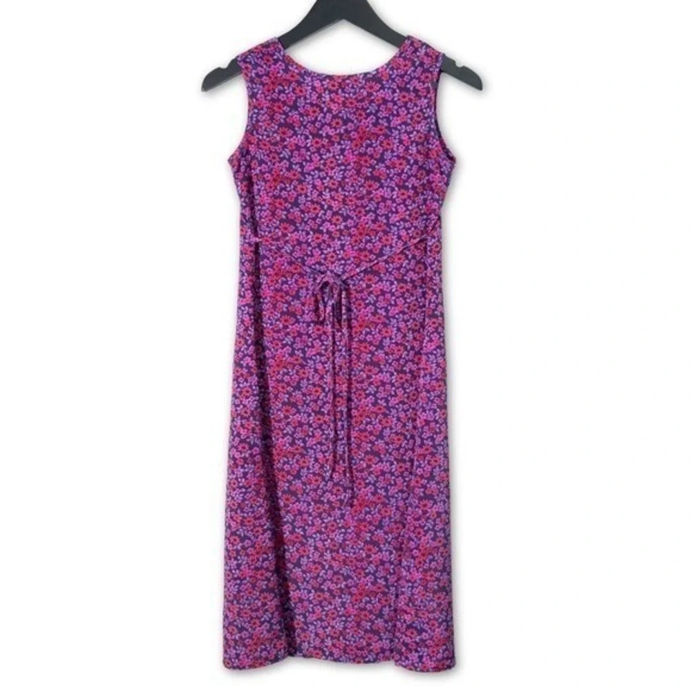 Vintage Bonnie Jean Dress Girls 12 Purple Pink Floral Print Sleeveless‎ Midi